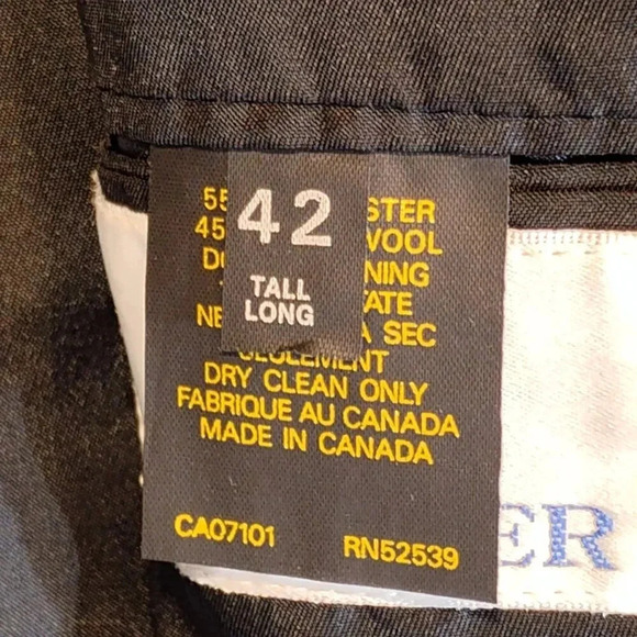 Cricketeer Men's Black Wool Double Breasted Sport Coat Silver Button 42 Tall - Picture 7 of 12